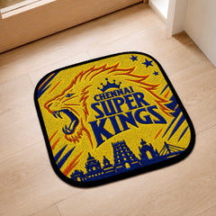 Chennai Super Kings CSK Logo Flat Rug | Cricket Fan Flat Rug | CSK Cricket Floor Mat for Bedroom, Gaming Room & Sports Decor