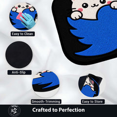 Cute Twitter Cat Logo Flat Rug | Kawaii Social Media Flat Rug | Twitter Inspired Kitty Floor Mat for Bedroom, Gaming Room & Workspace Decor