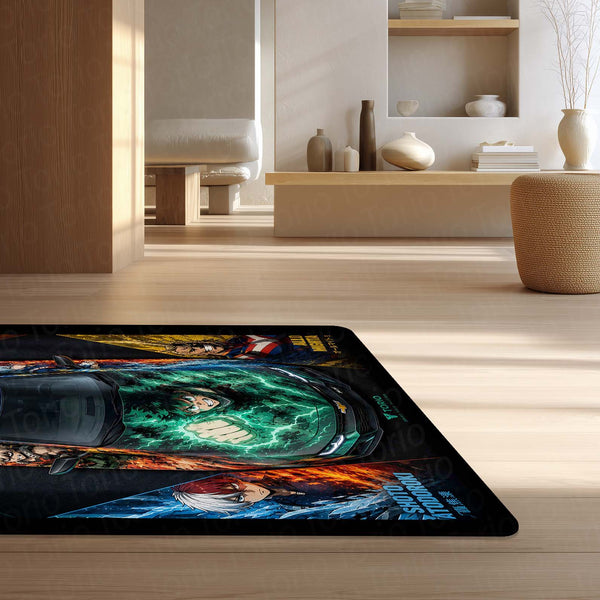 My Hero Academia Chevrolet Camaro Anime Area Rug | Deku Midoriya Hero Floor Mat | MHA Gaming Rug for Bedroom, Gaming Room, Anime Setup & Otaku Decor