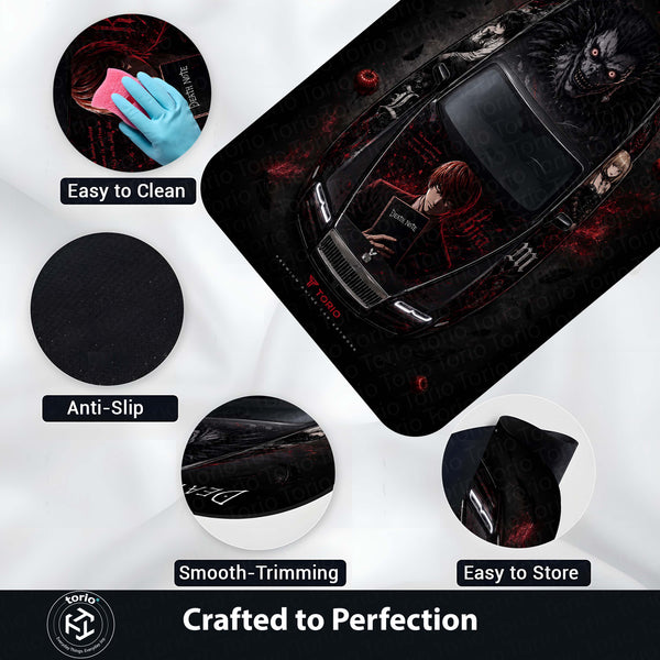 Death Note Rolls-Royce Ghost Anime Area Rug | Light Yagami & Ryuk Floor Mat | Dark Anime Gaming Rug for Bedroom, Gaming Room, Otaku Setup & Gothic Decor
