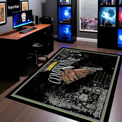 No Compromise Hustle Quote Area Rug (3 mm Thick) | Motivational Street Art Floor Carpet for Modern Room Decor