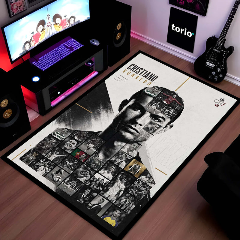 Cristiano Ronaldo CR7 Legend Area Rug | Soccer Superstar Floor Mat | Iconic Football Player Rug for Gaming Room, Bedroom & Fan Cave Decor