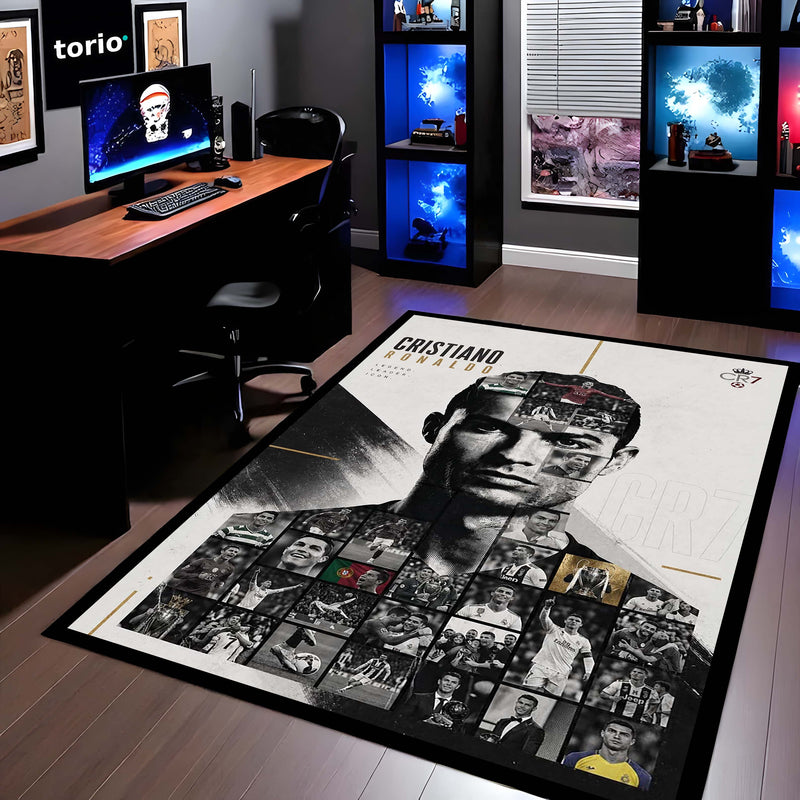 Cristiano Ronaldo CR7 Legend Area Rug | Soccer Superstar Floor Mat | Iconic Football Player Rug for Gaming Room, Bedroom & Fan Cave Decor