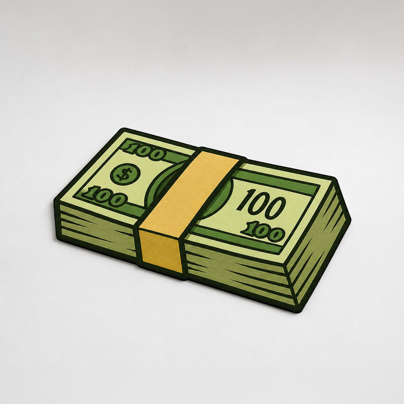 Money Stack Cut-out Flat Rug | Cartoon Cash Bundle Flat Rug | Luxury Gaming & Office Floor Decor