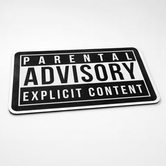 Parental Advisory Explicit Content Flat Rug | Iconic Music Label Inspired Black & White Floor Decor | Hip Hop Album Cover Style Rug