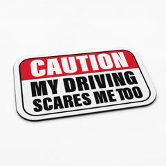 Caution My Driving Scares Me Too Flat Rug | Funny Driver Warning Sign Flat Rug | Novelty Car Lover Floor Decor