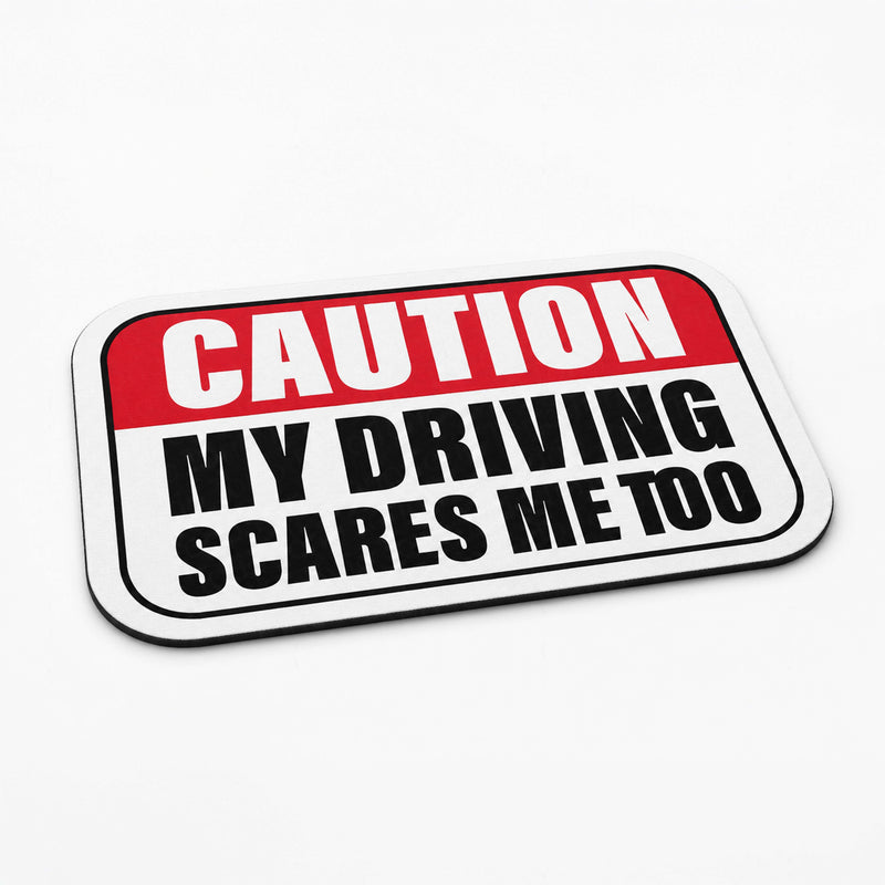 Caution My Driving Scares Me Too Flat Rug | Funny Driver Warning Sign Flat Rug | Novelty Car Lover Floor Decor
