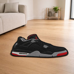 Air Jordan 4 Black Cut-out Flat Rug | Iconic Basketball Sneaker Floor Rug | Premium Streetwear Room Decor