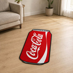 Classic Cola Can Cut-out Flat Rug | Retro Soda-Inspired Beverage Flat Rug | Fun Kitchen & Gaming Room Floor Decor