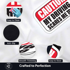 Caution My Driving Scares Me Too Flat Rug | Funny Driver Warning Sign Flat Rug | Novelty Car Lover Floor Decor