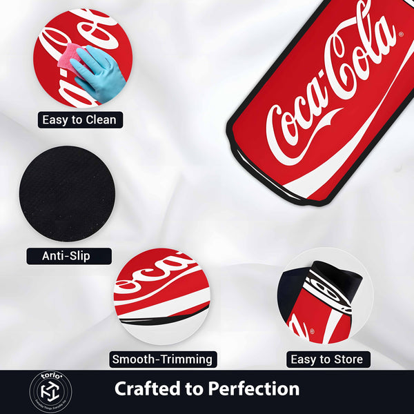 Classic Cola Can Cut-out Flat Rug | Retro Soda-Inspired Beverage Flat Rug | Fun Kitchen & Gaming Room Floor Decor