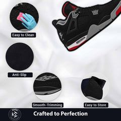 Air Jordan 4 Black Cut-out Flat Rug | Iconic Basketball Sneaker Floor Rug | Premium Streetwear Room Decor