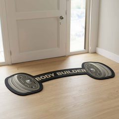 Body Builder Dumbbell Floor Mat (3 mm Thick) | Gym Weight Bar Design Mat for Home Gym, Fitness Room & Workout Decor