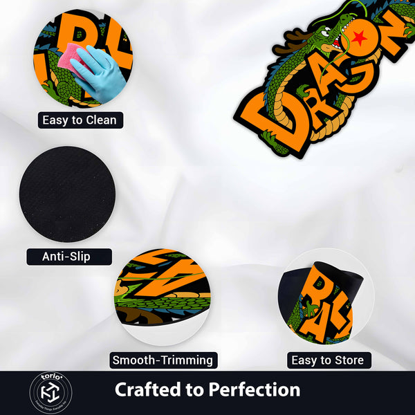Dragon Ball Anime Floor Mat (3 mm Thick) | Iconic Dragon & Star Design Mat for Bedroom, Gaming Room & Anime Home Decor