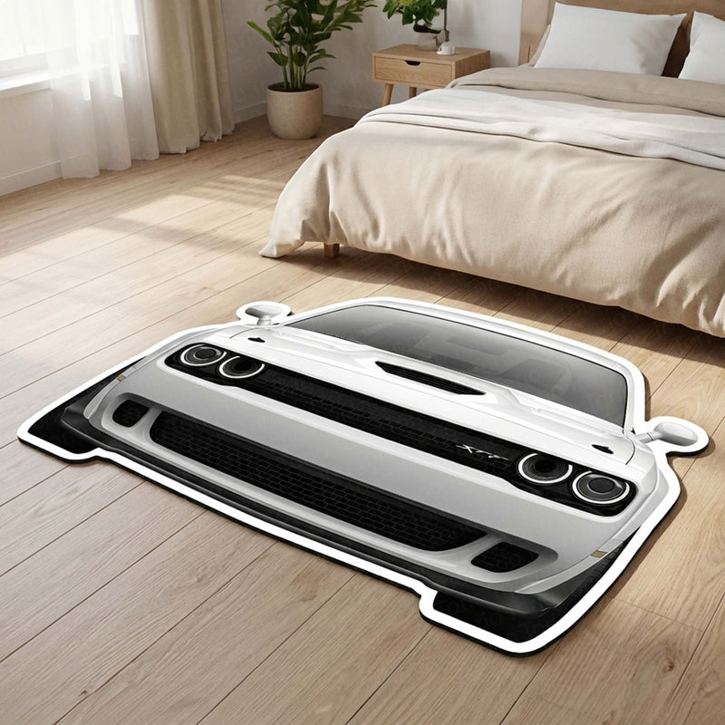 Dodge Challenger Floor Mat | Anti-Slip 3mm Absorbent Muscle Car-Style Rug | Easy Clean Waterproof Designer Mat for Home, Garage & Man Cave