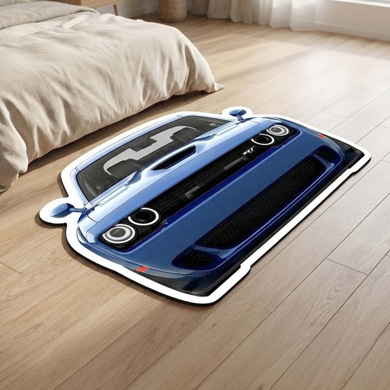 Dodge Challenger SRT Front Cut Floor Mat | Anti-Slip 3mm Rubber Rug | Easy-Clean Car Design Doormat for Home & Garage