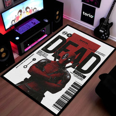 Deadpool Comic Art Area Rug | Marvel Inspired Superhero Floor Mat | Minimalist Graphic Gaming Rug for Bedroom, Gaming Room & Fan Decor