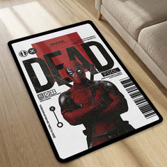 Deadpool Comic Art Area Rug | Marvel Inspired Superhero Floor Mat | Minimalist Graphic Gaming Rug for Bedroom, Gaming Room & Fan Decor