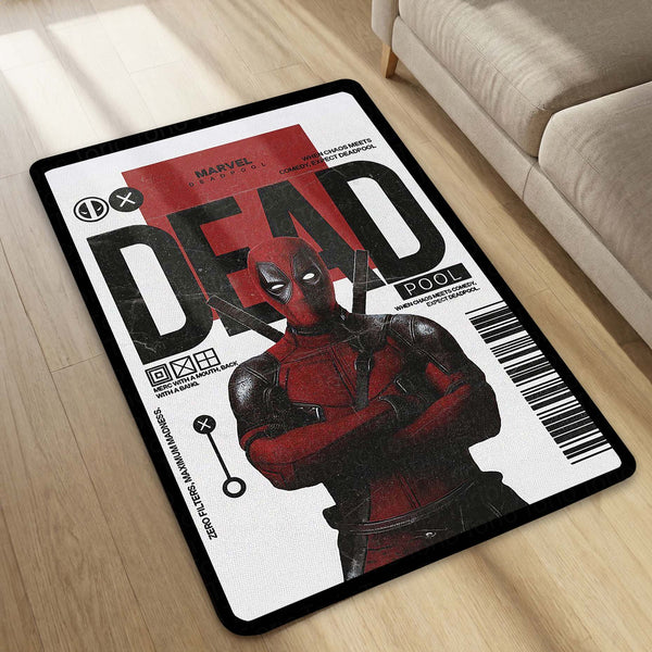 Deadpool Comic Art Area Rug | Marvel Inspired Superhero Floor Mat | Minimalist Graphic Gaming Rug for Bedroom, Gaming Room & Fan Decor