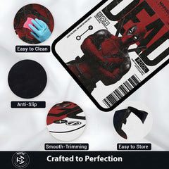 Deadpool Comic Art Area Rug | Marvel Inspired Superhero Floor Mat | Minimalist Graphic Gaming Rug for Bedroom, Gaming Room & Fan Decor