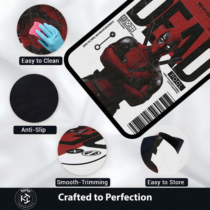 Deadpool Comic Art Area Rug | Marvel Inspired Superhero Floor Mat | Minimalist Graphic Gaming Rug for Bedroom, Gaming Room & Fan Decor