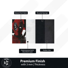Deadpool Comic Art Area Rug | Marvel Inspired Superhero Floor Mat | Minimalist Graphic Gaming Rug for Bedroom, Gaming Room & Fan Decor