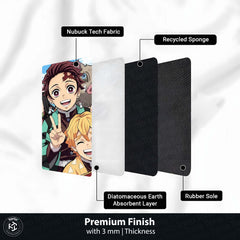 Demon Slayer Round Area Rug | Tanjiro, Nezuko, Zenitsu & Inosuke Anime Circle Floor Mat | Anti-Slip 3 mm Absorbent Rug for Bedroom, Gaming Room & Otaku Decor