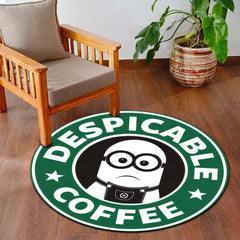 Despicable Me Minion Round Area Rug | Funny Despicable Coffee Minion Circle Floor Mat | Anti-Slip 3 mm Absorbent Rug for Bedroom, Gaming Room & Cartoon Decor