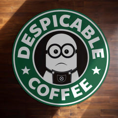 Despicable Me Minion Round Area Rug | Funny Despicable Coffee Minion Circle Floor Mat | Anti-Slip 3 mm Absorbent Rug for Bedroom, Gaming Room & Cartoon Decor