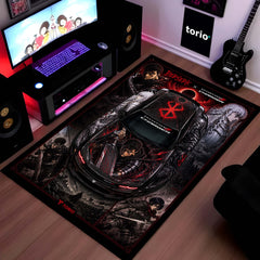 Berserk Dodge Charger Anime Area Rug | Guts & Griffith Dark Fantasy Floor Mat | Berserk Gaming Rug for Bedroom, Gaming Room, Anime Setup & Otaku Decor