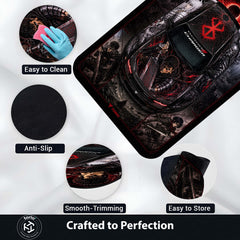Berserk Dodge Charger Anime Area Rug | Guts & Griffith Dark Fantasy Floor Mat | Berserk Gaming Rug for Bedroom, Gaming Room, Anime Setup & Otaku Decor