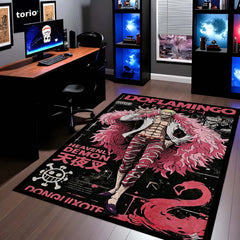 Doflamingo Anime Area Rug | One Piece Villain Floor Mat | Donquixote Doflamingo Poster Style Rug for Bedroom, Gaming Room & Otaku Decor
