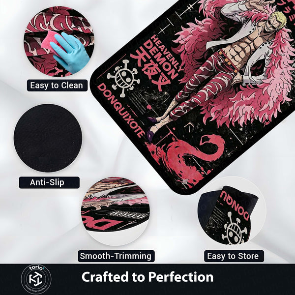 Doflamingo Anime Area Rug | One Piece Villain Floor Mat | Donquixote Doflamingo Poster Style Rug for Bedroom, Gaming Room & Otaku Decor