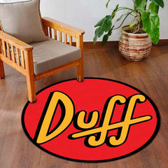 Duff Beer Round Area Rug | Simpsons Inspired Circle Floor Mat | Anti-Slip 3 mm Absorbent Rug for Bedroom, Bar, Gaming Room & Man Cave Decor