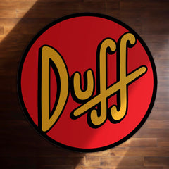 Duff Beer Round Area Rug | Simpsons Inspired Circle Floor Mat | Anti-Slip 3 mm Absorbent Rug for Bedroom, Bar, Gaming Room & Man Cave Decor