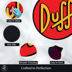 Duff Beer Round Area Rug | Simpsons Inspired Circle Floor Mat | Anti-Slip 3 mm Absorbent Rug for Bedroom, Bar, Gaming Room & Man Cave Decor