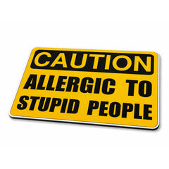 Caution Allergic to Stupid People Flat Rug | Funny Warning Sign Flat Rug | Humorous Office & Man Cave Floor Decor