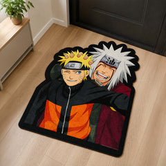 Naruto & Jiraiya Cut-out Flat Rug | Legendary Master & Student Anime Floor Rug | Premium Naruto Gaming Room Decor