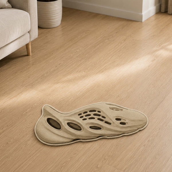 Yeezy Foam Runner Sand Cut-out Flat Rug | Futuristic Slip-On Sneaker Floor Rug | Premium Streetwear Room Decor