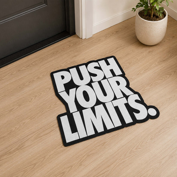 Push Your Limits Quote Cut-out Flat Rug | Motivational Typography Flat Rug | Gym & Gaming Room Floor Decor