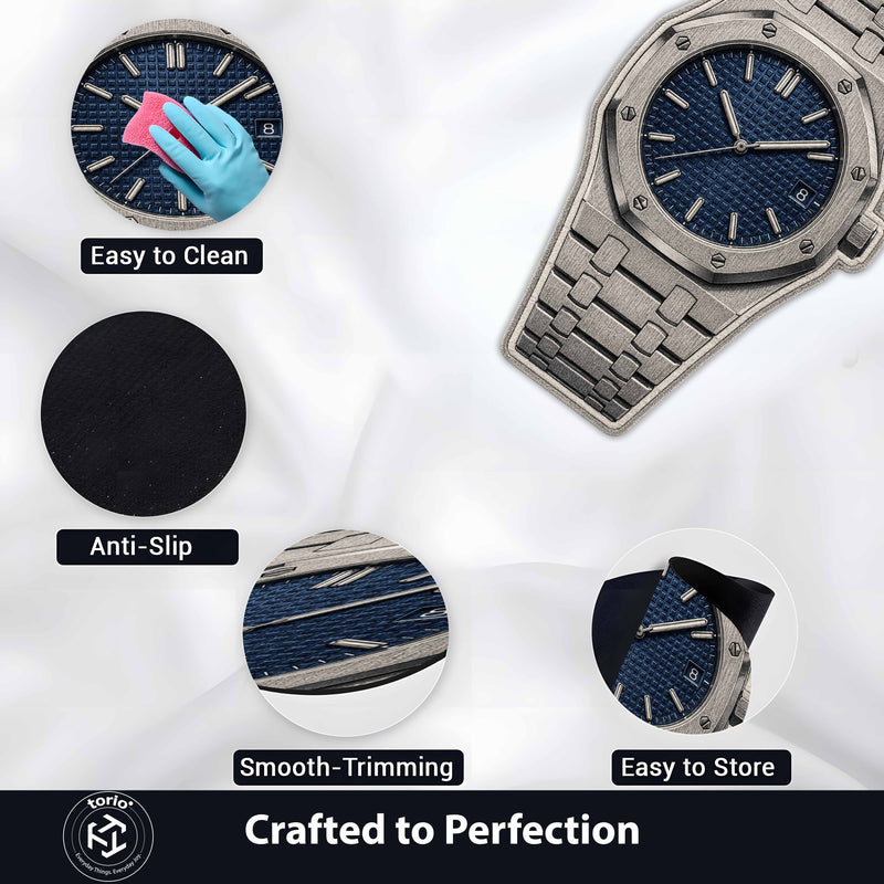 Audemars Piguet Royal Oak Blue Dial Watch Floor Mat (3 mm Thick) | Luxury Watch Shaped Cut-Out Rug for Bedroom, Gaming Room & Watch Collector Décor