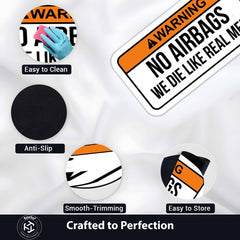 Warning No Airbags We Die Like Real Men Flat Rug | Funny Car Meme Floor Decor | Automotive Humor Statement Rug