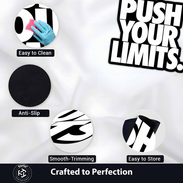 Push Your Limits Quote Cut-out Flat Rug | Motivational Typography Flat Rug | Gym & Gaming Room Floor Decor