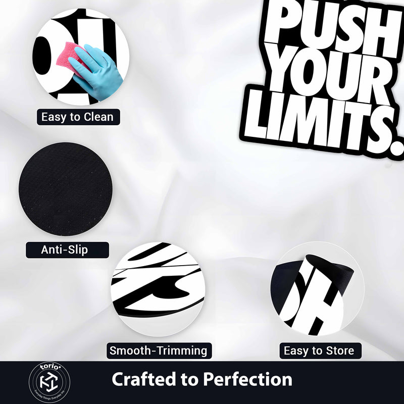 Push Your Limits Quote Cut-out Flat Rug | Motivational Typography Flat Rug | Gym & Gaming Room Floor Decor