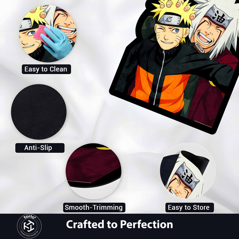 Naruto & Jiraiya Cut-out Flat Rug | Legendary Master & Student Anime Floor Rug | Premium Naruto Gaming Room Decor