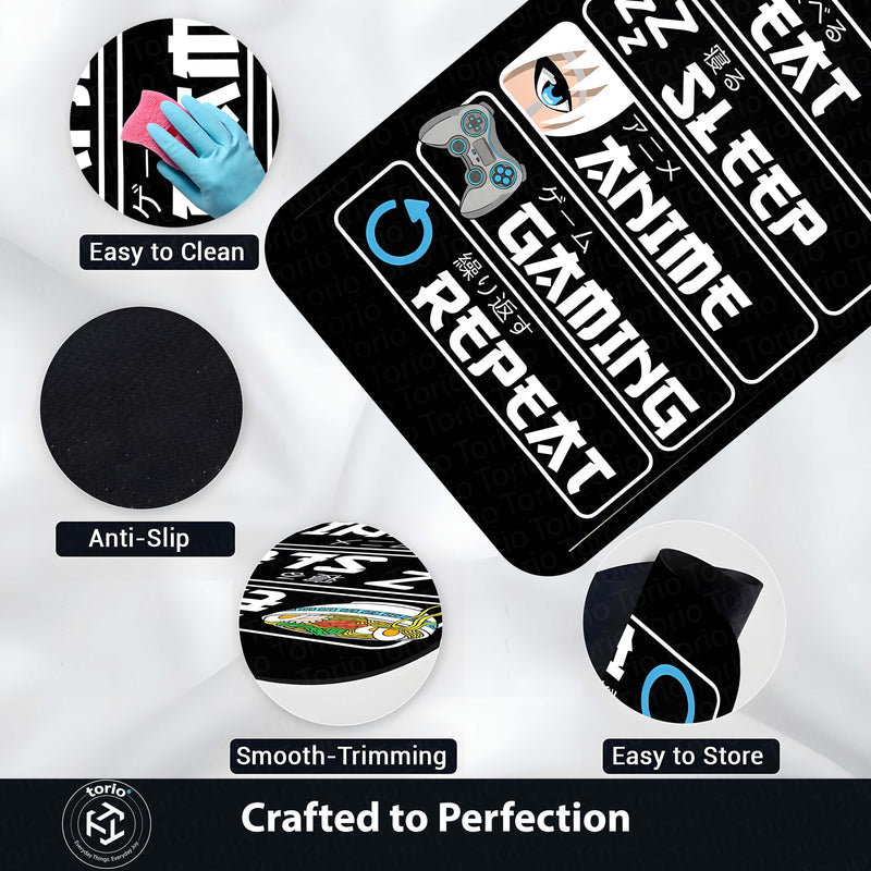 Eat Sleep Anime Gaming Repeat Floor Mat (3 mm Thick) | Ultimate Otaku Gamer Room Rug