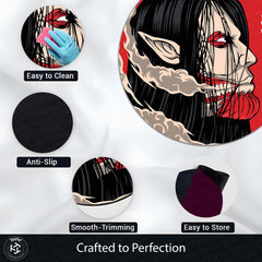 Eren Yeager Titan Round Area Rug | Attack on Titan Inspired Circle Floor Mat | Anti-Slip 3 mm Absorbent Rug for Gaming Room, Bedroom & Anime Decor