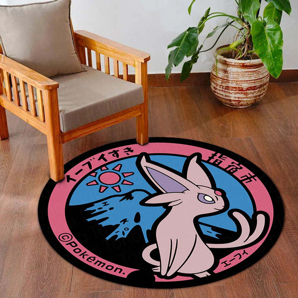 Espeon Round Area Rug | Pokémon Inspired Circle Floor Mat | Anti-Slip 3 mm Absorbent Rug for Bedroom, Gaming Room & Anime Decor