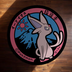 Espeon Round Area Rug | Pokémon Inspired Circle Floor Mat | Anti-Slip 3 mm Absorbent Rug for Bedroom, Gaming Room & Anime Decor