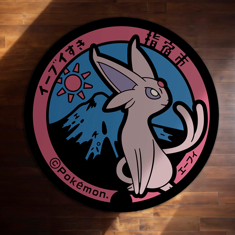 Espeon Round Area Rug | Pokémon Inspired Circle Floor Mat | Anti-Slip 3 mm Absorbent Rug for Bedroom, Gaming Room & Anime Decor